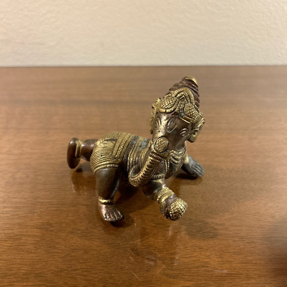 Hindu God Shalinindia Ganesha Resting Posture Brass Sculpture